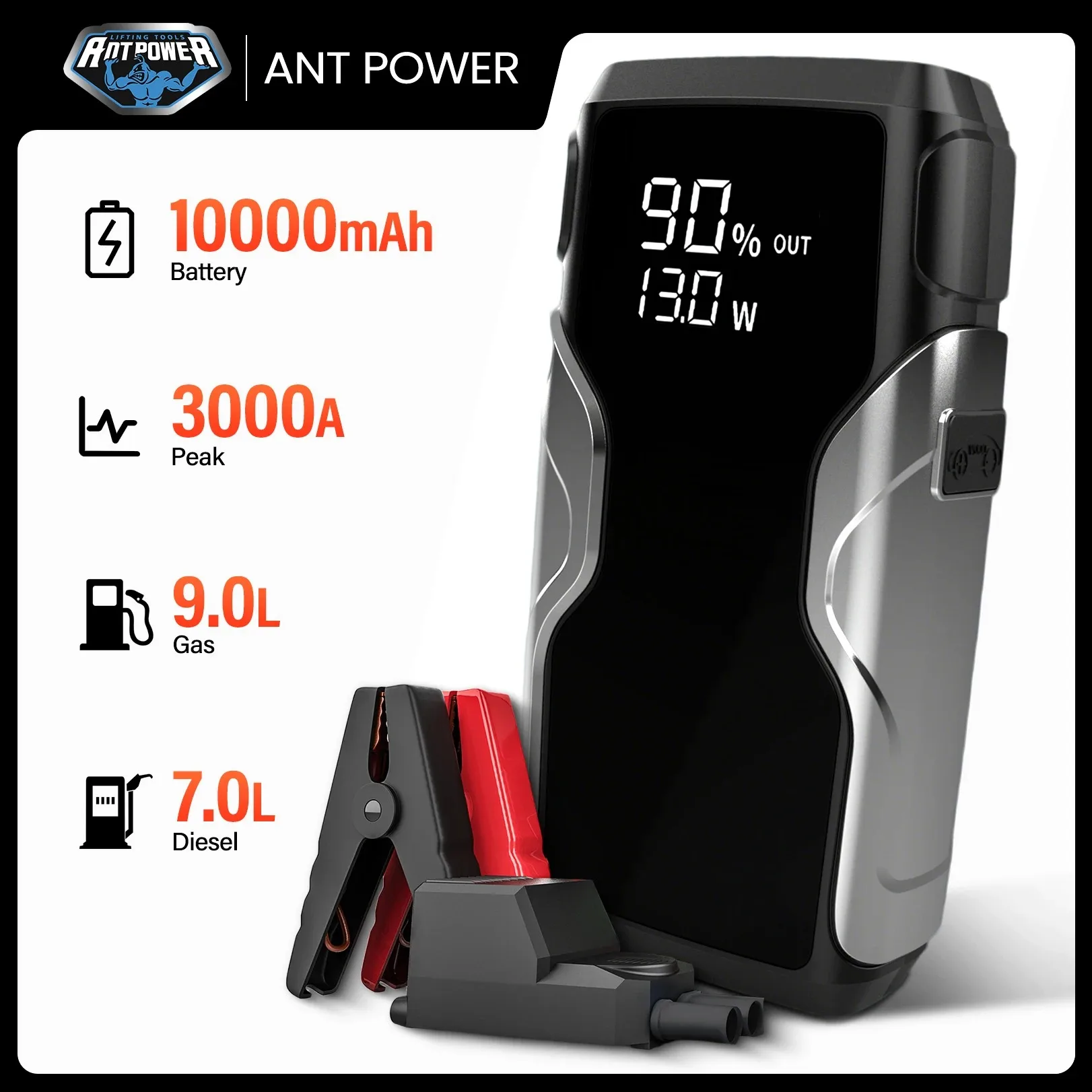 Car Jump Starter Power Bank,  12V Auto Battery Starting Device with LED Light for Car SUV Truck Emergency Boost.