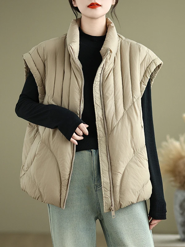 

Свободный женский пуховый хлопковый жилет, осенне-зимняя верхняя одежда, модный модный пуховый жилет на молнии, цвет Jaet