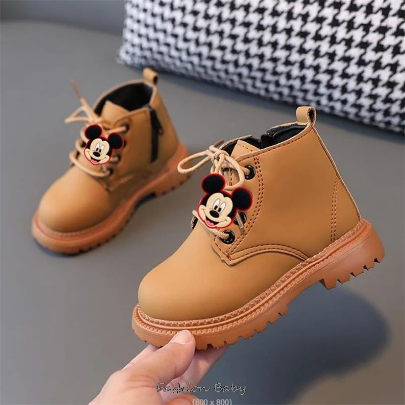 Buty zimowe dla dzieci Mickey Minnie Spring dziecięce wodoodporne buty antypoślizgowe niemowlęta chłopcy buty dziewczęce modne trampki maluch