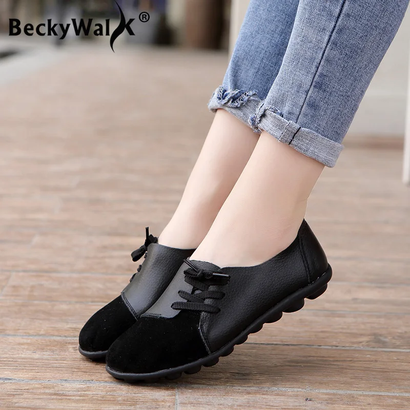 Frauen schuhe aus echtem leder casual wohnungen turnschuhe frauen frühling herbst ballerinas patchwork entworfen zapatos de mujer