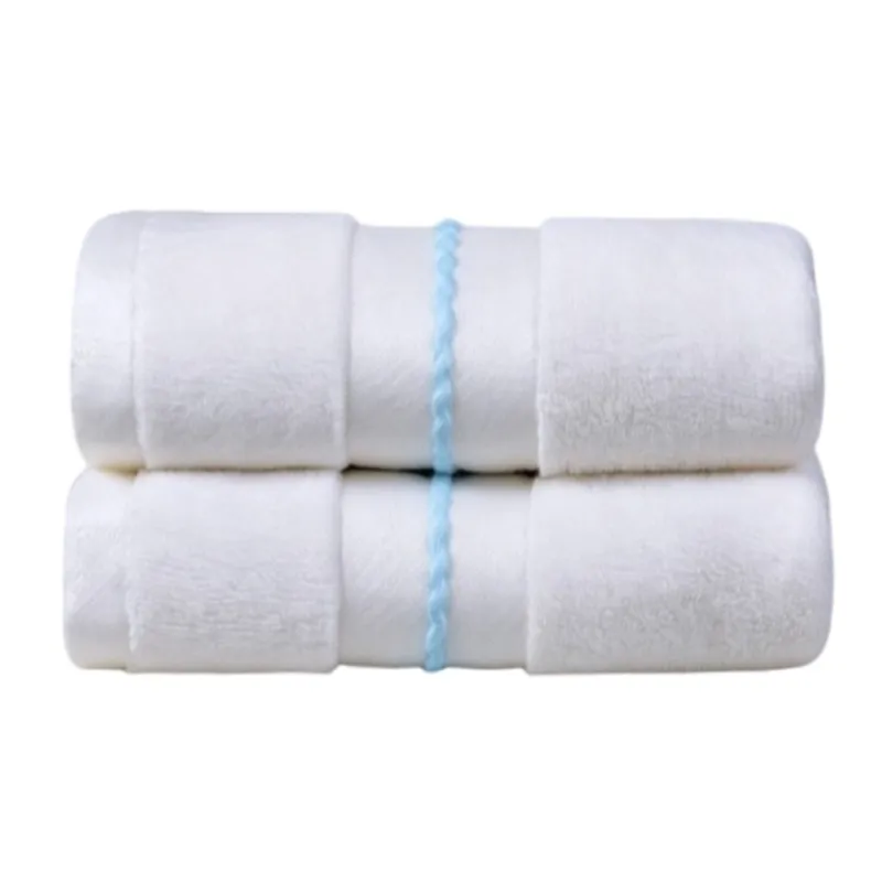2-Pack White Bamboo Fiber Bathroom Towel Set 34x74cm & 70x140cm Household Hand Face Bath Towels Washcloths Toallas De Baño 타월