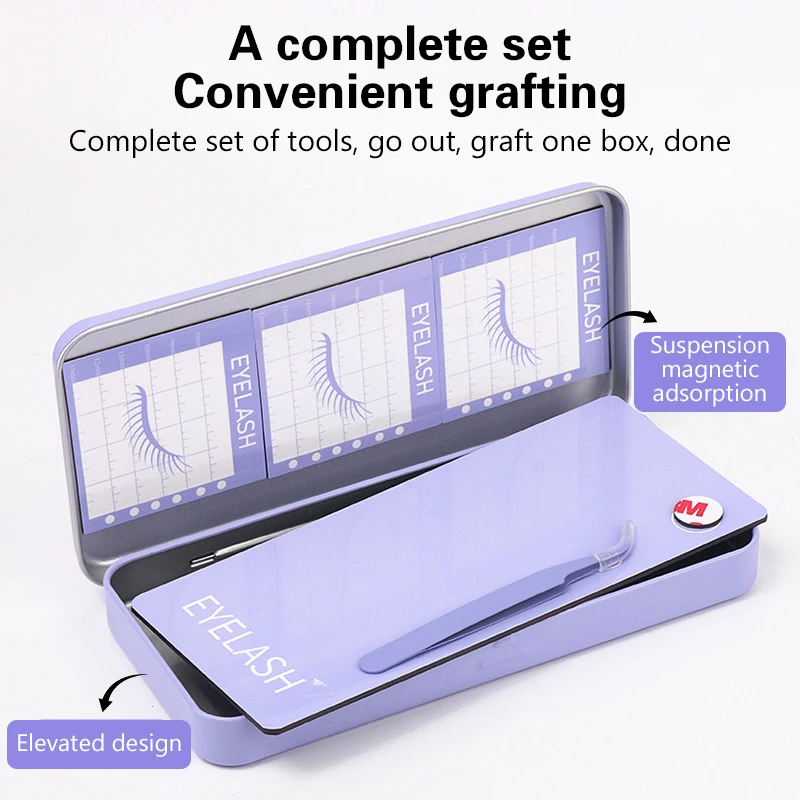 Empty Magnetic False Eyelash Storage Box With Diskettes Tweezers False Eyelash Holder Case Container Travel Pallet Lash Holder