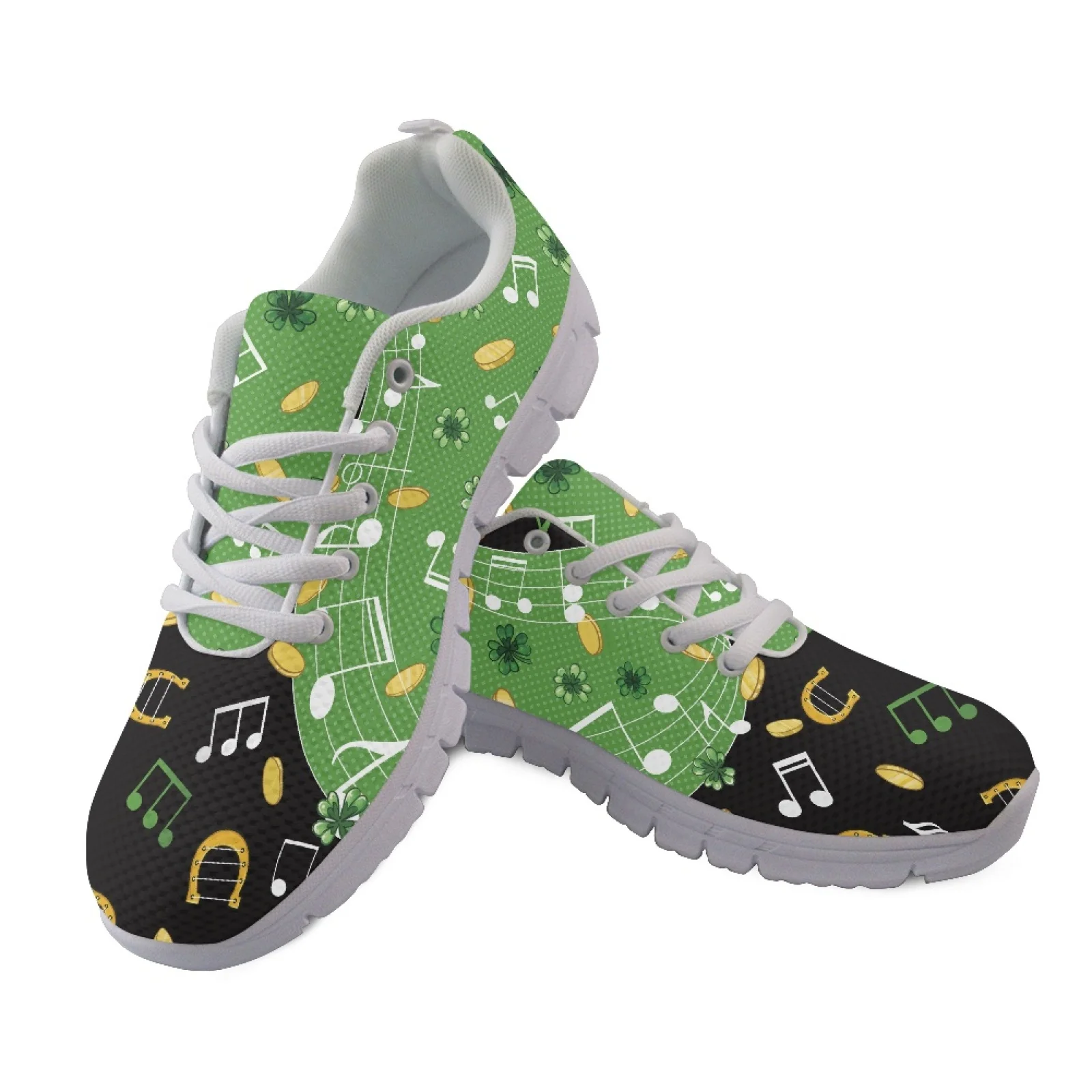 Coloranimal Music Note Print Running Shoes Walking Sneakers for Men Lace Up Sports Tennis Shoes