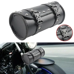 Motorcycle Fork Bag Leather Saddlebags Tool Bag Storage Pouch Waterproof for Harley Sportster XL Touring Softail Dyna Road King