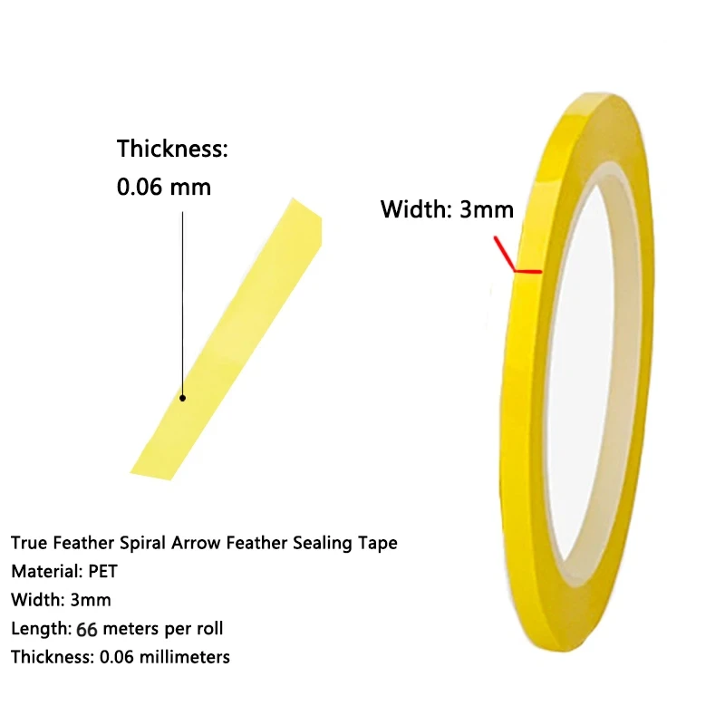 7Roll 66m Archery spiral feather 3mm sealing tapeAdhesive Fletching Glue Tape for Shooting Accessories