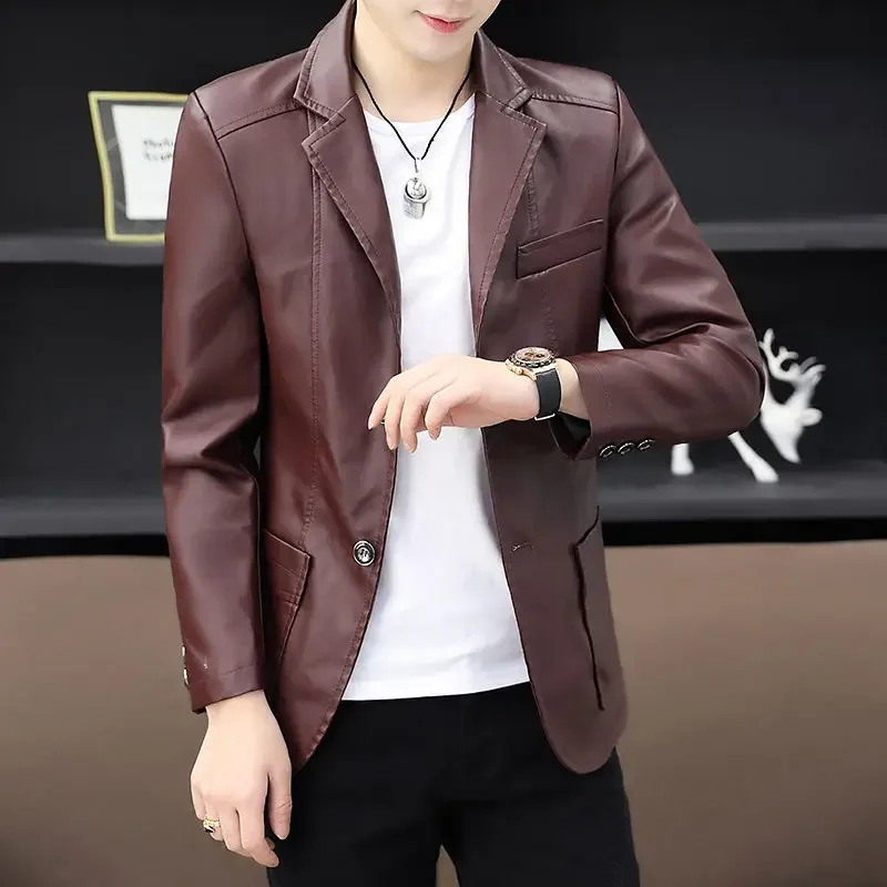 Jacket for Men Cropped Black Man Suits and Blazers Leather Short Coats Luxury Designer Elegant High Quality New in Vintage 2024