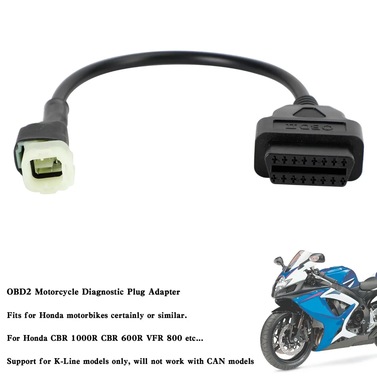 M555-D007 for Honda CBR 1000R CBR 600R 4Pin to 16 Pin OBD2 Moto Diagnostic Adapter Cable