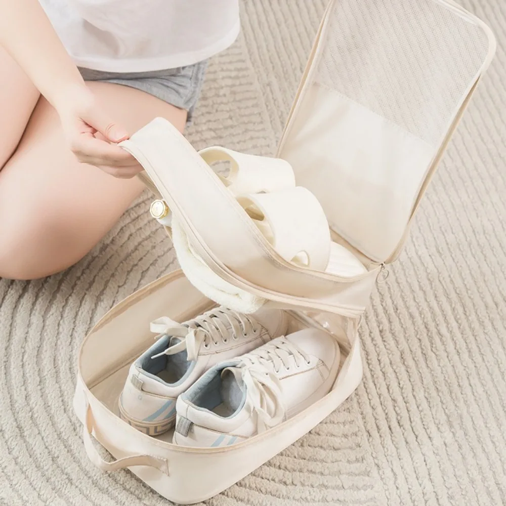 

Portable 3 Layers Shoes Organizer Bag Zipper Luggage Travel Storage Box Polyester Shoe Sorting Pouch Travel Accessories