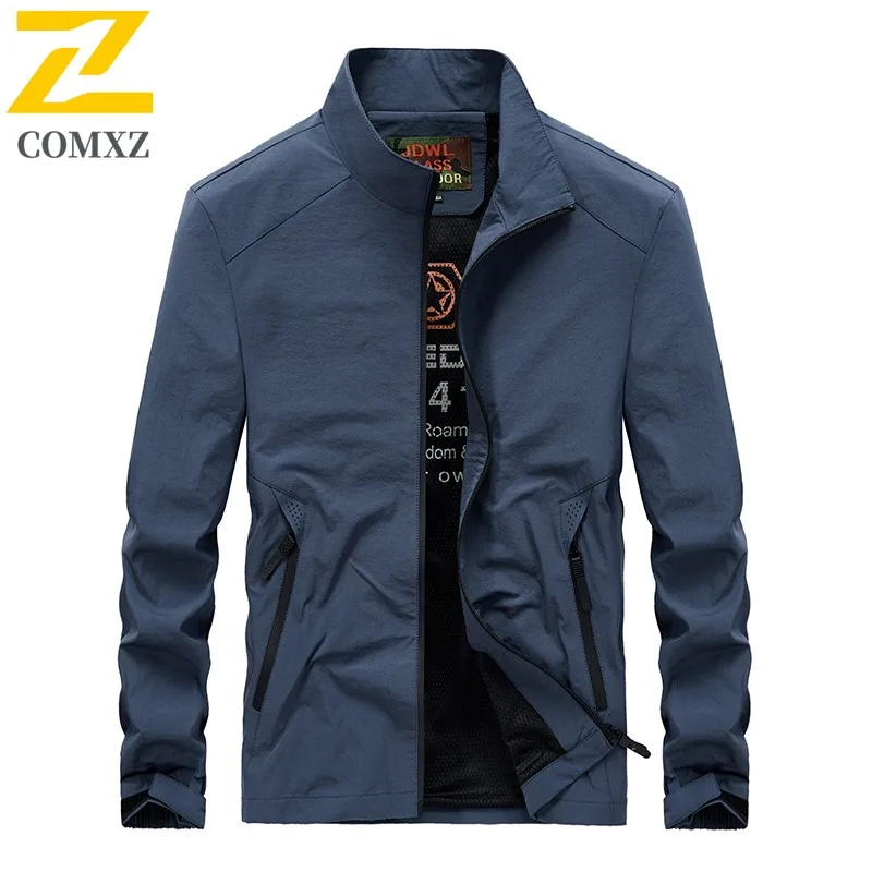 

COMXZ 2025 Мужская ветрозащитная водонепроницаемая теплая эластичная куртка, легкая дышащая уличная повседневная рубашка, весенне-осенняя ветровка
