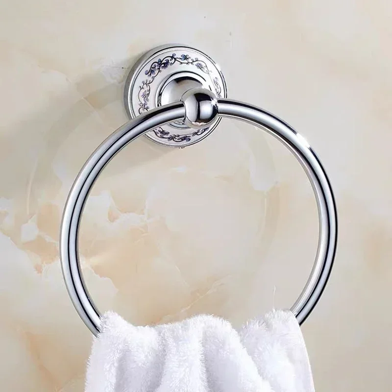 For Bathroom Towel Rack Wall Mounted Towel Ring Stainless Steel Beautifully Carved Base Towel Rack with Polished Finish