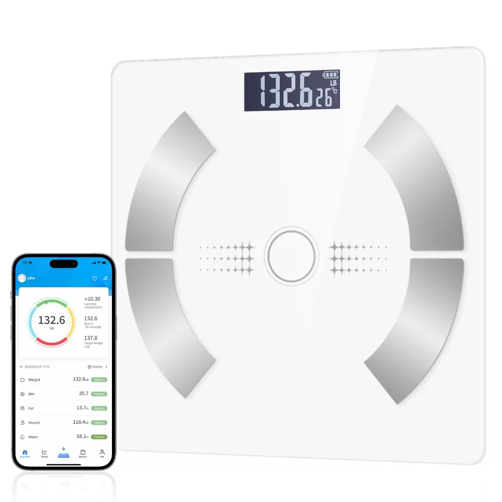 مقياس الدهون في الجسم الذكي، مقياس تكوين الجسم، التعرف التلقائي، مقياس الوزن الإلكتروني، كتلة العضلات BMI BMR مع تطبيق الهاتف الذكي #1