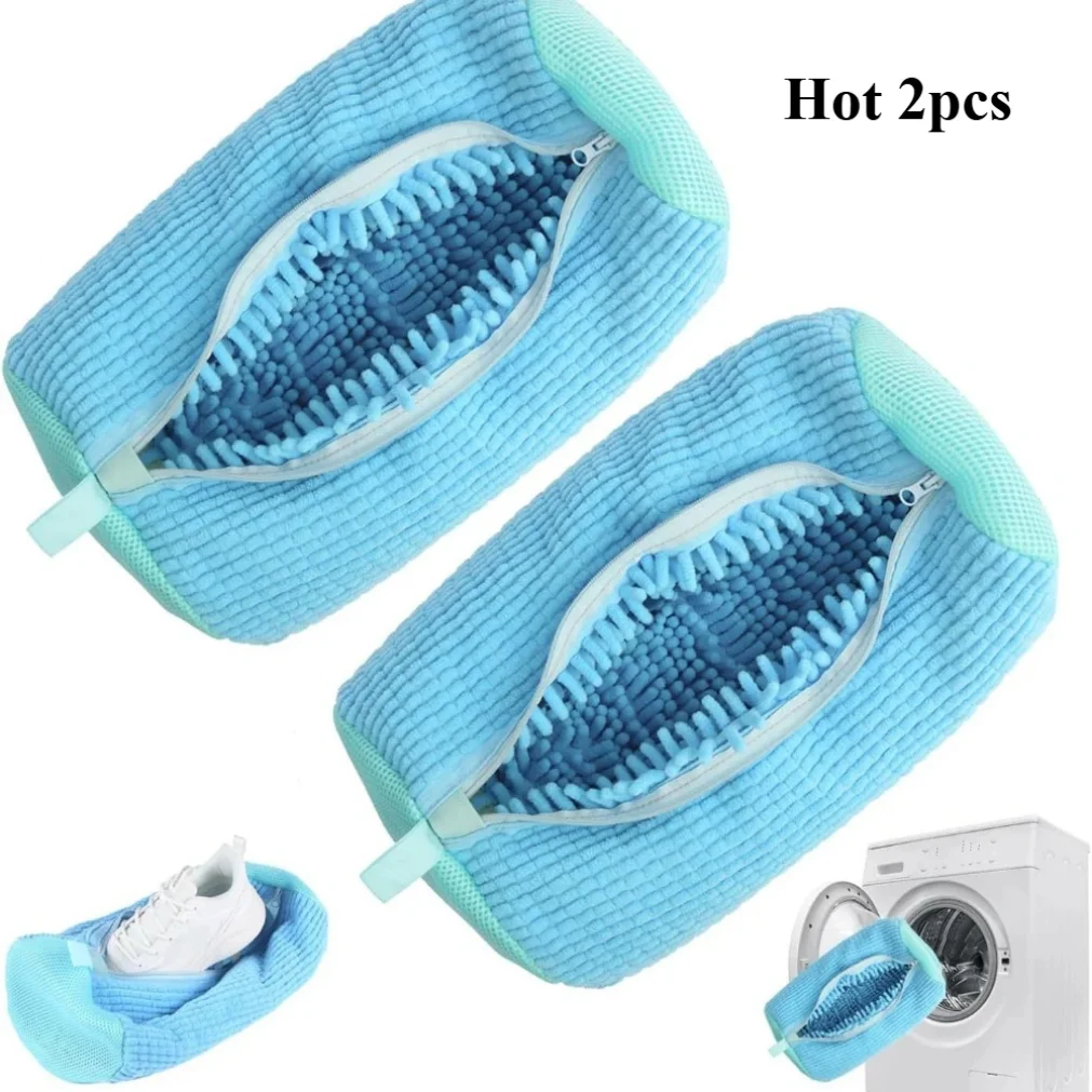 

2/1PCS Shoe Washing Bag Washing Machine Laundry Bags with Zipper Closure Shoes Cleaning Bags Shoes Laundry Fluffy Fibers Sneaker