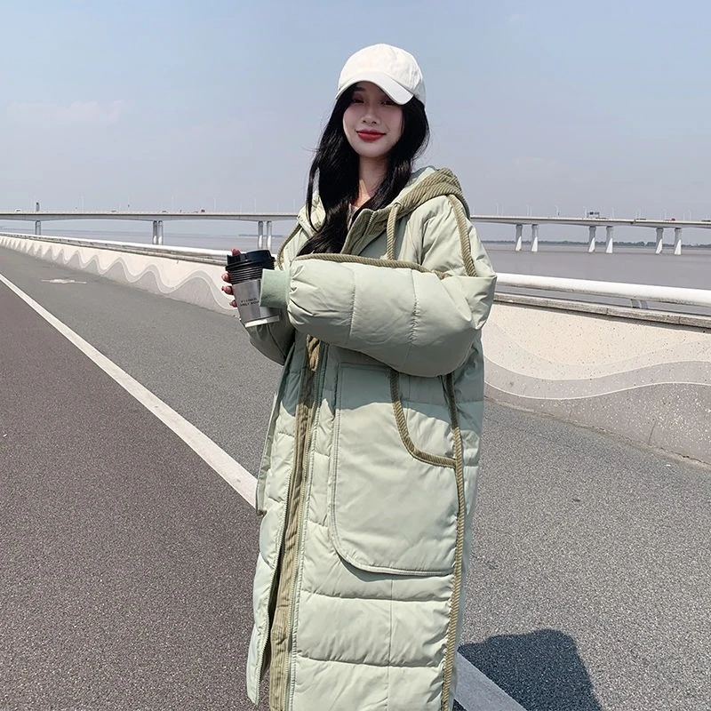 معطف شتوي مبطن بالقطن سميك ودافئ للنساء 2025 وصل حديثًا فضفاض متوسط الطول مثل سترة مقاس كبير ملابس خارجية مريحة #5