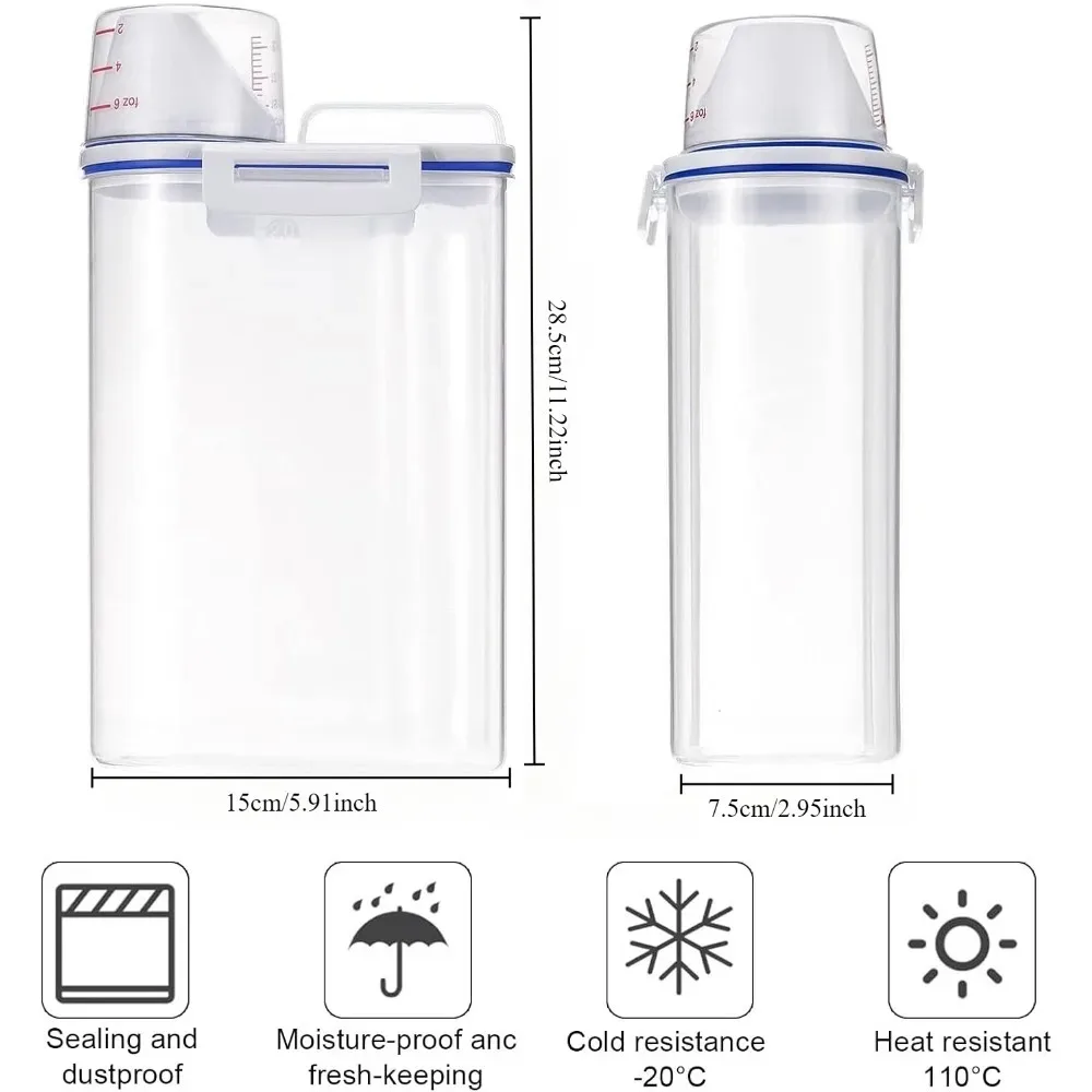 حاوية تخزين الطعام الجاف من الأرز، حاوية حفظ الطعام خالية من مادة BPA، موزع حاوية بلاستيكية محكمة الغلق مع كوب قياس الصب #6