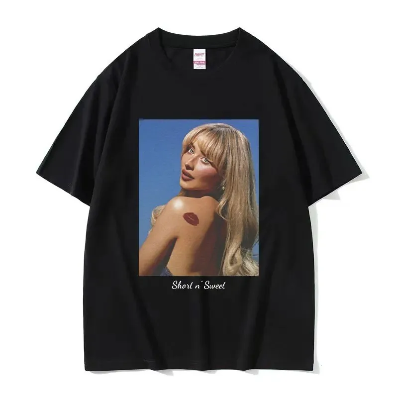 Sabrina Carpenter Summer Casual Fashion Round-neck Small-Sized Large-Size Short-Sleeved T-Shirt for Couples (Men and Women Kids)