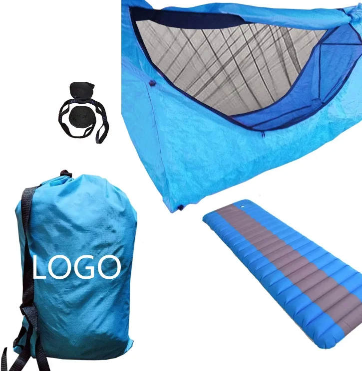 Convenient For Outdoor Sports Folding Nylon Hammock With Mosquito Net And Sleeping Mat