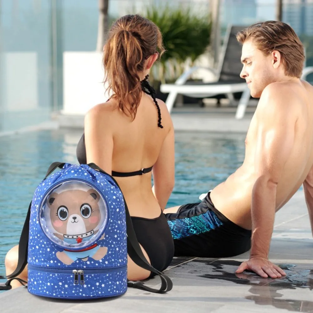 Large Capacity Cartoon Swim Bag Cute Multifunctional Waterproof Swimming Backpack Dry and Wet Separation Wet and Dry Bag Kids