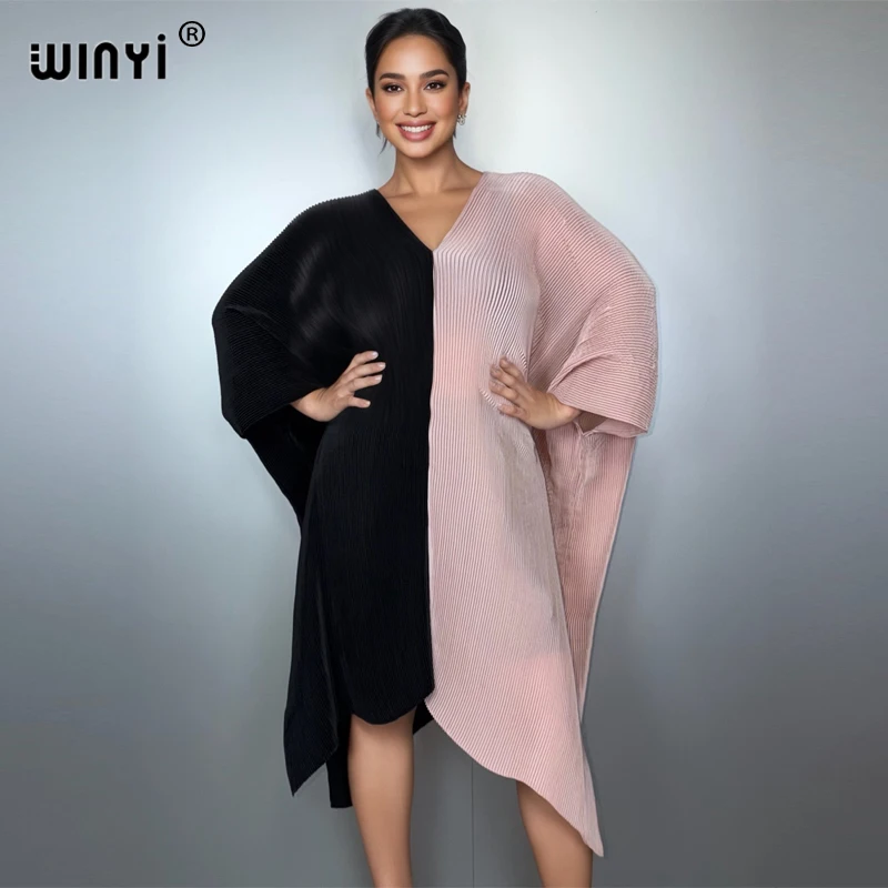 Sukienka damska WINYI, elastyczna, długa, luźna, w stylu boho, maxi, sukienka typu robe, vestidos, elegancka sukienka plisowana na wakacje, imprezę, modny kaftan.