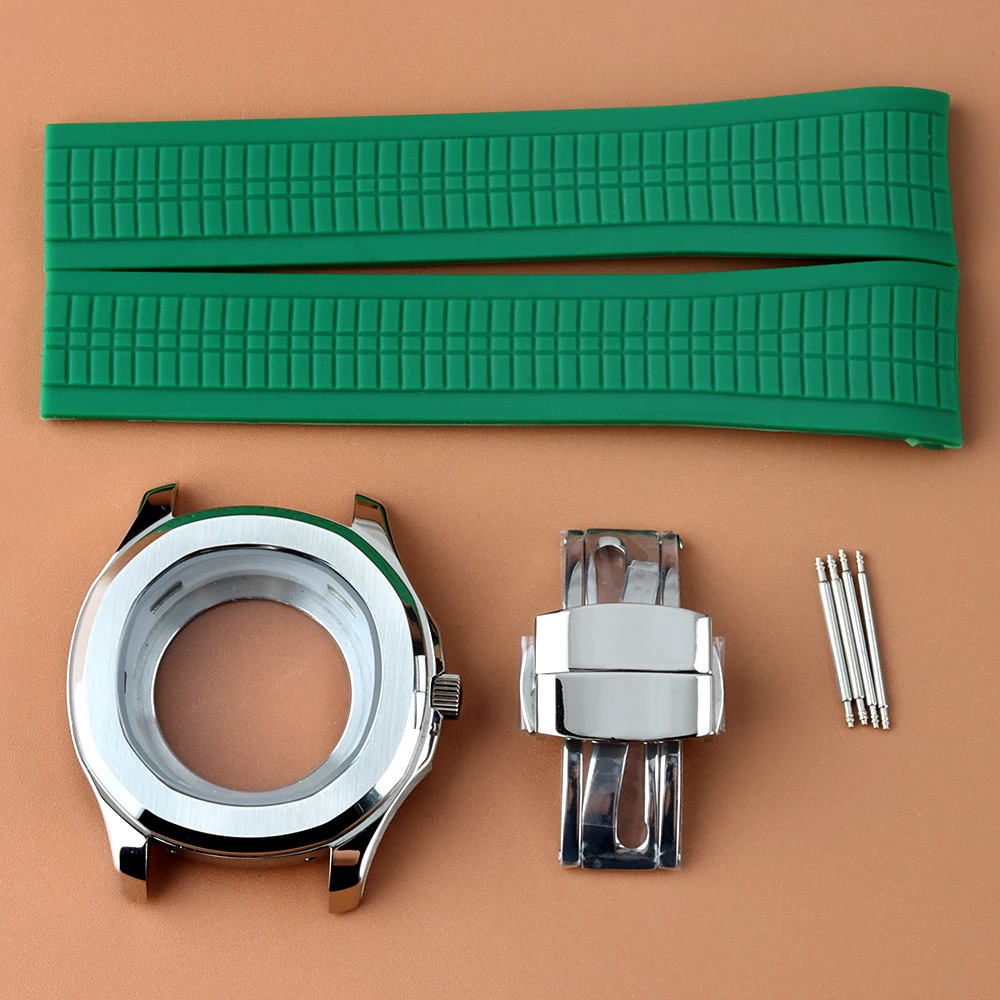 

NH35 42mm Case Rubber Bracelet Stainless Steel Watch Case for NH35 NH36 Movement 31.8mm Dial Nautilus AQUANAUT Watch Case Parts