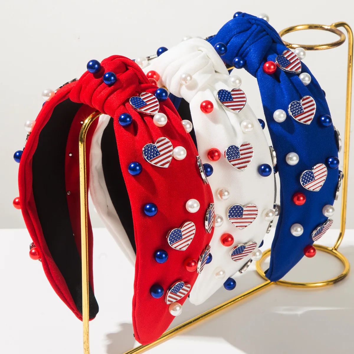 

Горячая новинка: повязка на голову ко Дню независимости с американским флагом, бусинами из сплава и индивидуальным дизайном, модный аксессуар для волос