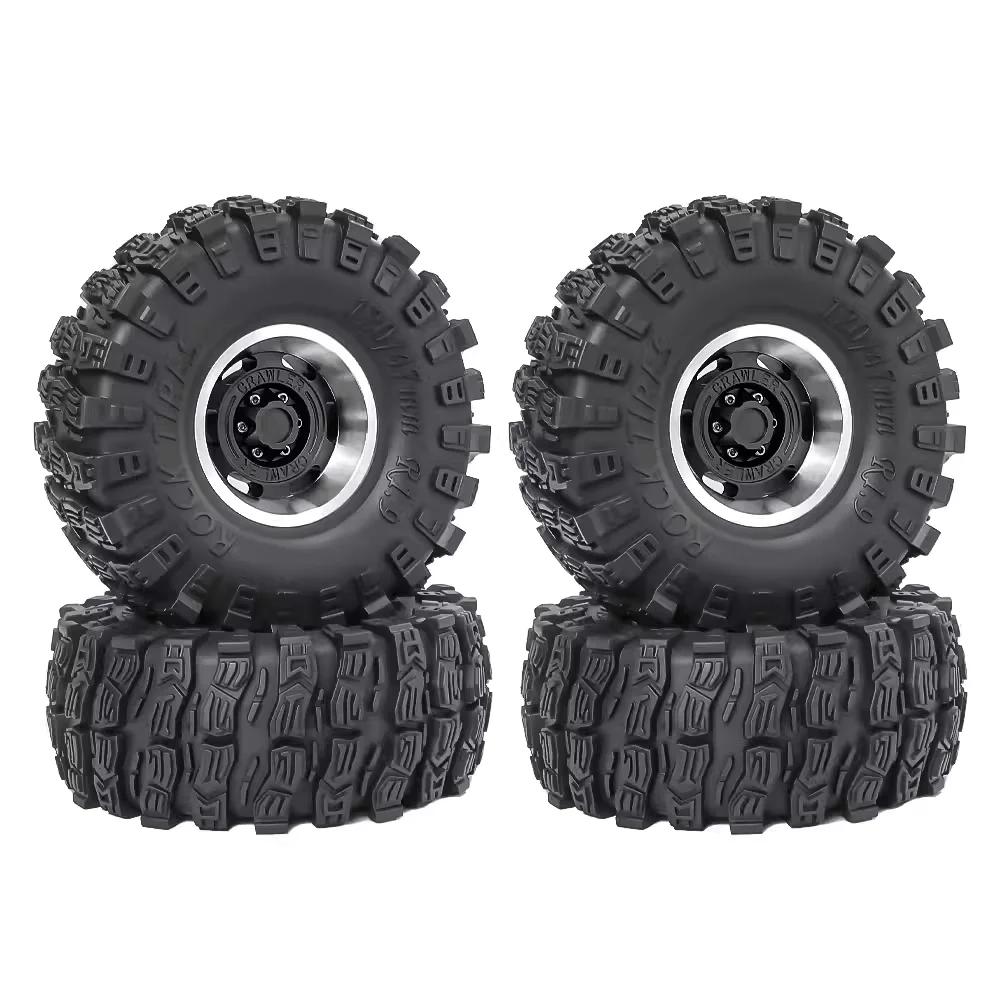 Neumáticos de goma de 1,9 pulgadas y 120mm + cubo de rueda de metal para coche trepador de control remoto 1/10 Traxxas Trx4 Trx6 Axial Scx10 90046 Redcat Yikong Rc4wd Rgt