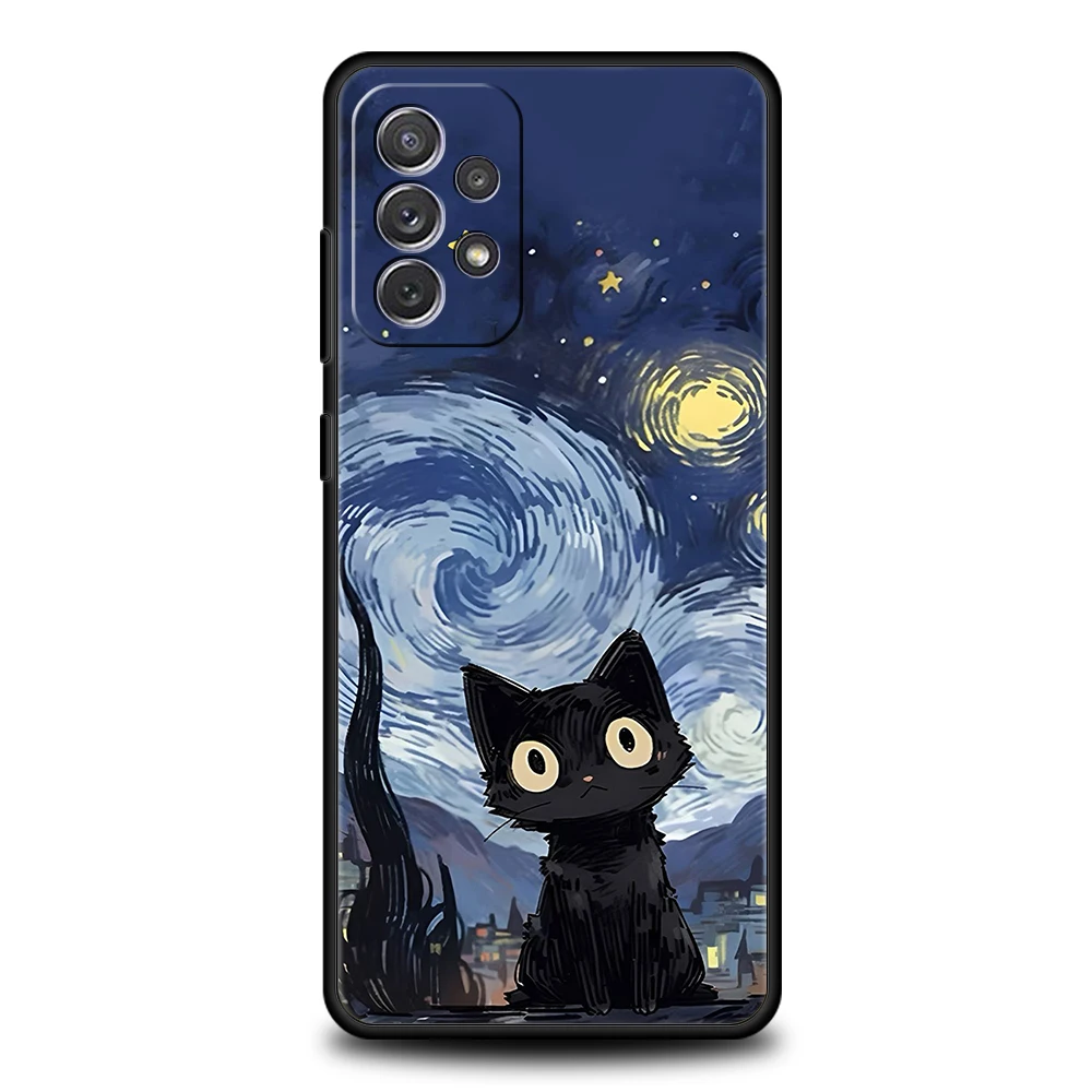 Cute Detection Cat Phone Case for Samsung Galaxy A15 A14 A25 A54 A34 A51 A71 A72 A73 A32 A52 A52S A11 A21S A31 A41 5G Soft Shell