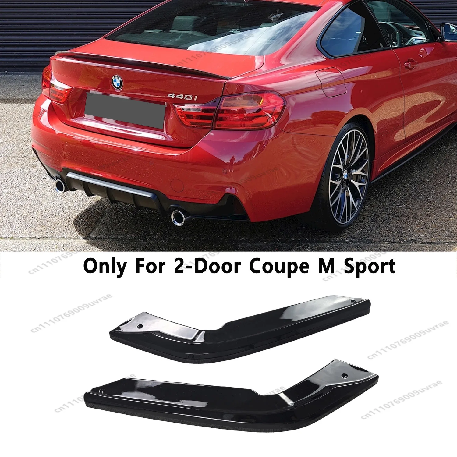 2Pcs Max Style Gloss Black ABS Rear Bumper Side Splitters For BMW F32 4 Series 2-Door Coupe M Sport 2014-2020 Bodykits Tuning image 3