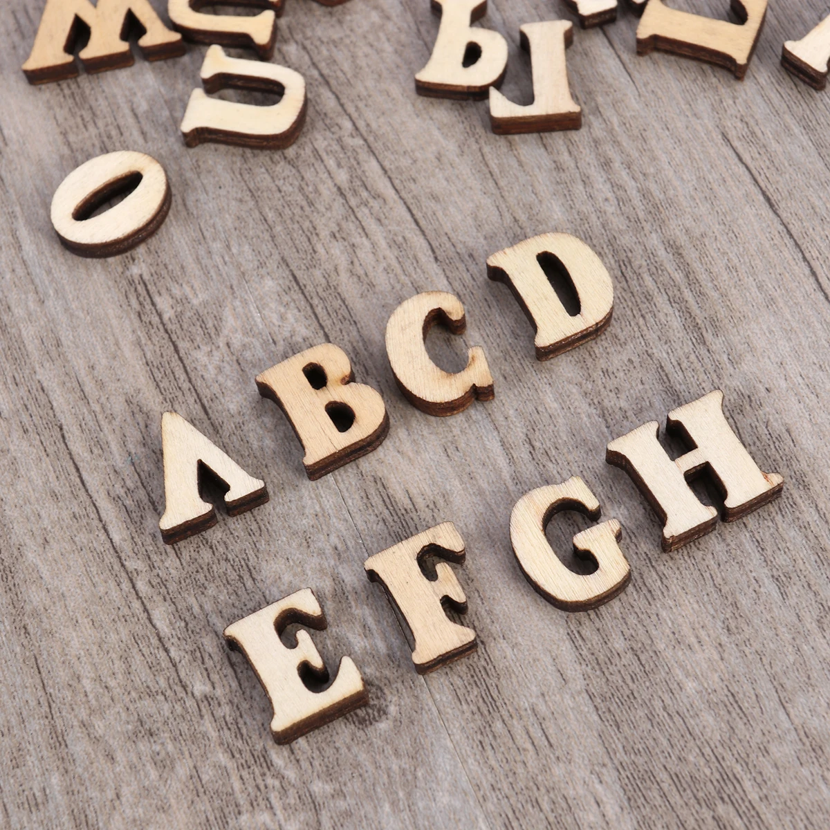 50 PCS Letter Wood Chips Wooden Discs with Holes Letters Designs for Craft Crafts Plate Alphabet Scrapbook