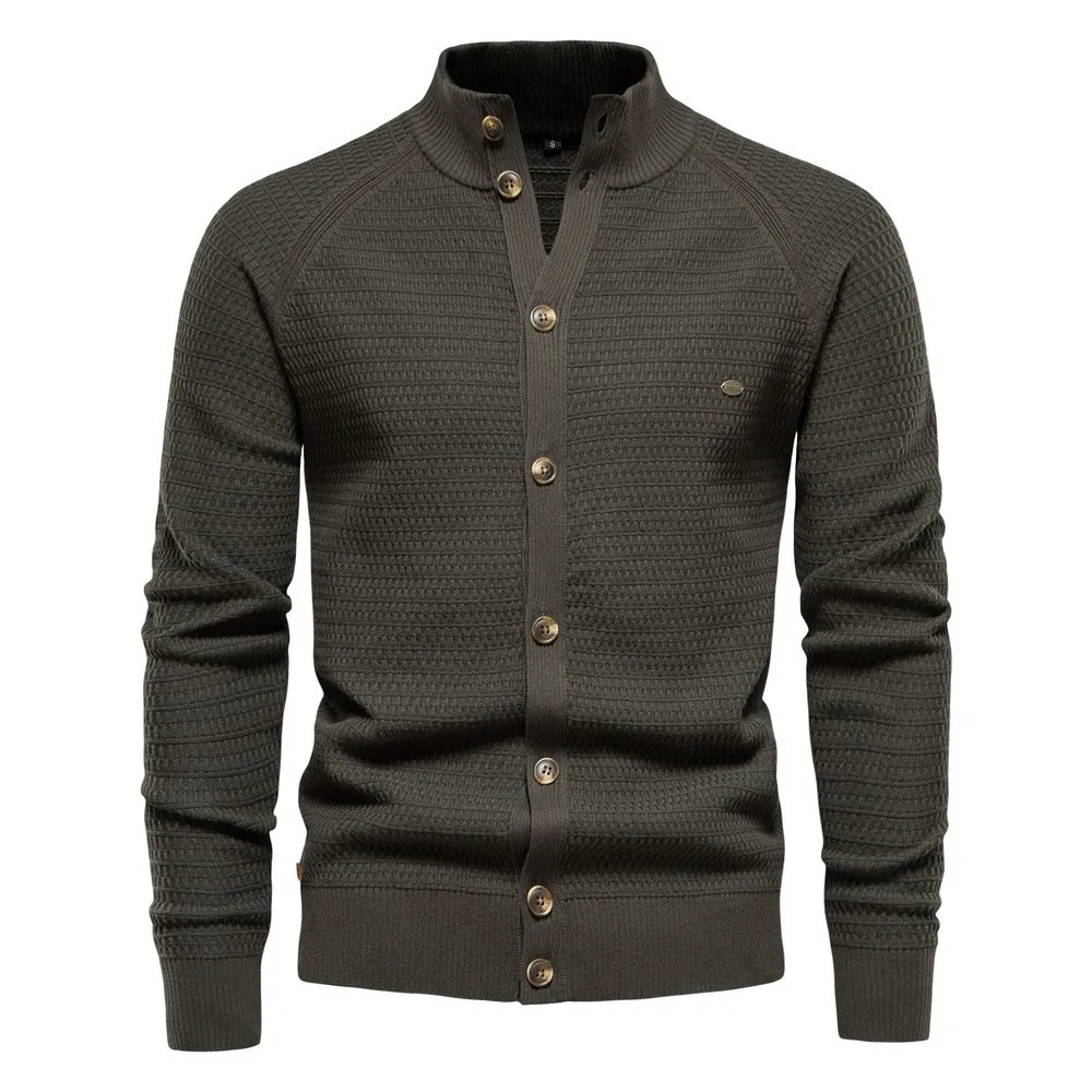 Cardigan maglione lavorato a maglia da uomo di alta qualità Busin Autunno Inverno Nuovo Sle Cotone Acrilico Spandex Pelle Colore puro Lungo S...