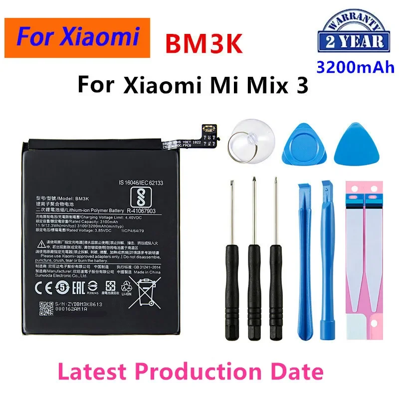 

Brand New BM3K 3200mAh Battery For Xiaomi Mi Mix 3 Mix3 BM3K High Quality Phone Replacement Batteries +Tools