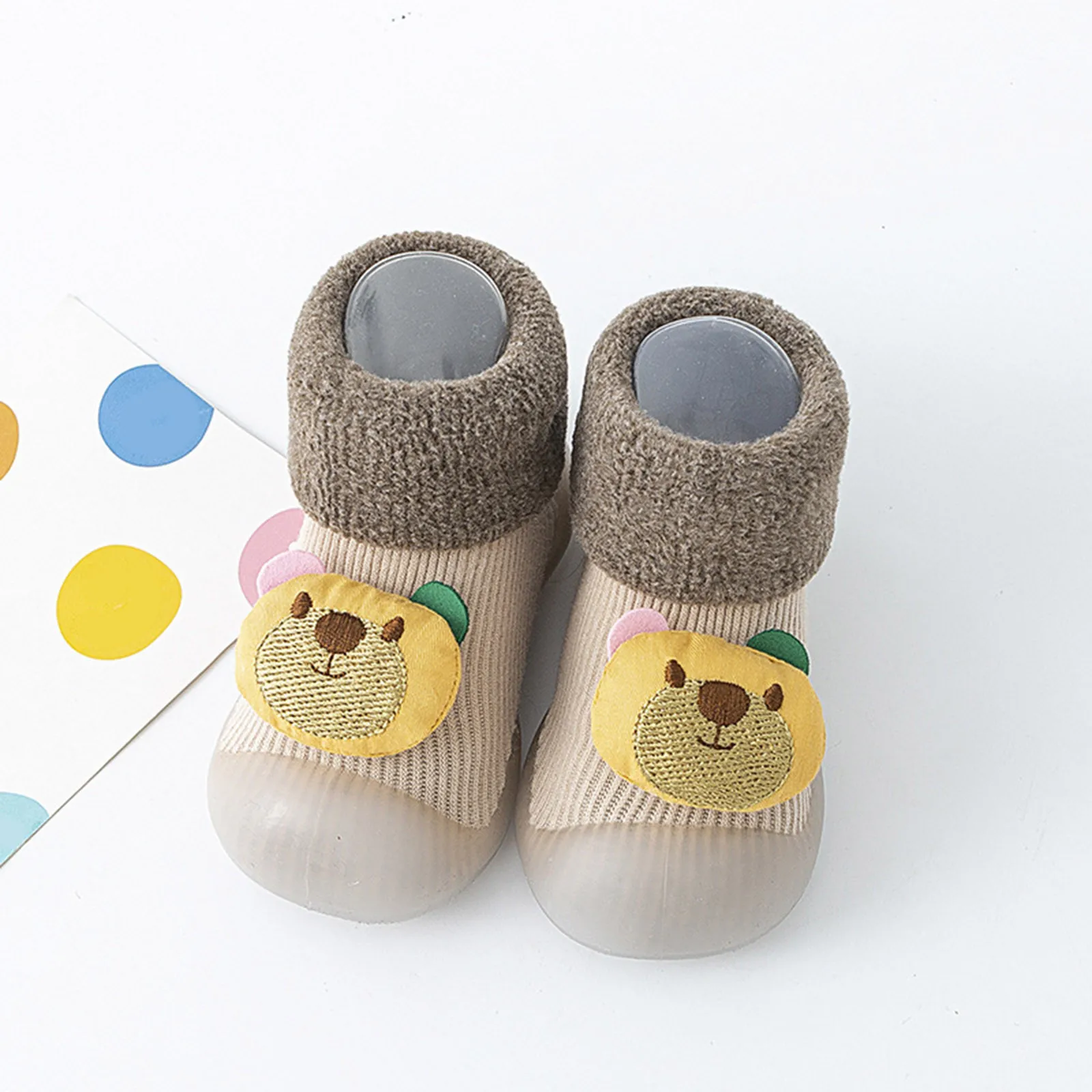 Calcetines antideslizantes con suela suave para niño y niña, calzado Unisex para primeros pasos, con dibujos de animales, 2024