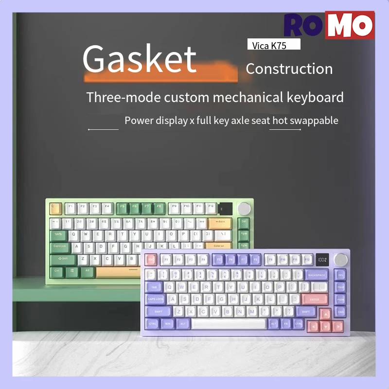 

Weikav K75 Mechanical Keyboard 5.0 Bluetooth Keyboard Rgb Backlight 4000mah Abs 80keys 2.4g Wireless Gamer Hotswap Keyboard