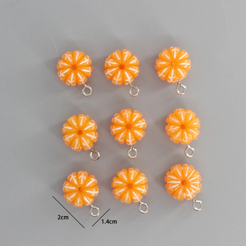 10pcs/pack 3D Small Tangerine Resin Fruit Charms Cute Earring Bracelet Hair Accessory Mini Pendants Diy Jewelry Making