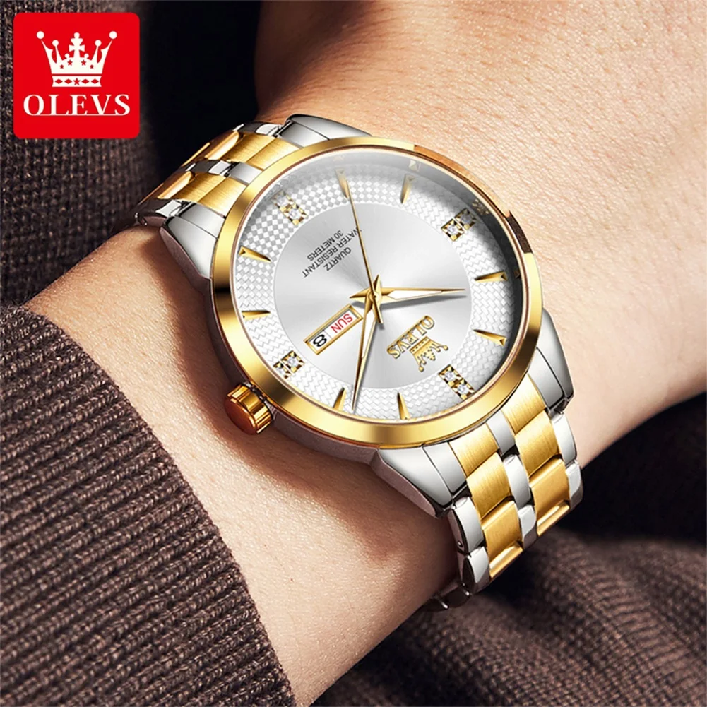 OLEVS 9917 New Men\'s Quartz Watch Fashion Luxury Diamond Watch Classic Business Automatic Date Week Watch Men\'s Waterproof Watch