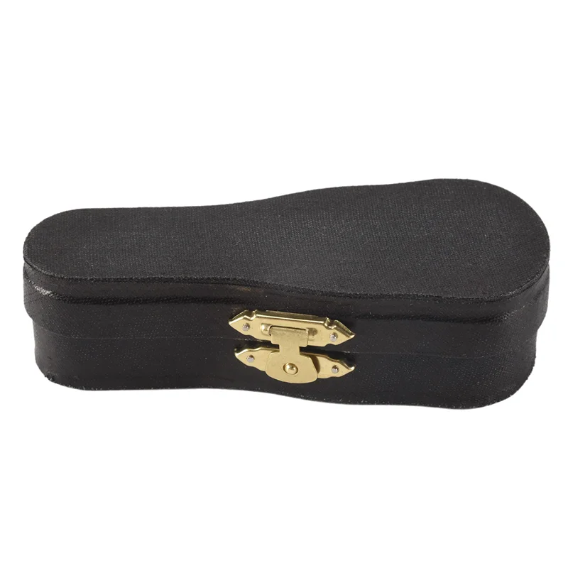 TKOH-A-Gitar Miniatur Kayu dengan Dudukan dan Casing Alat Musik Mini Model Rumah Boneka Miniatur Dekorasi Rumah Insta Mudah