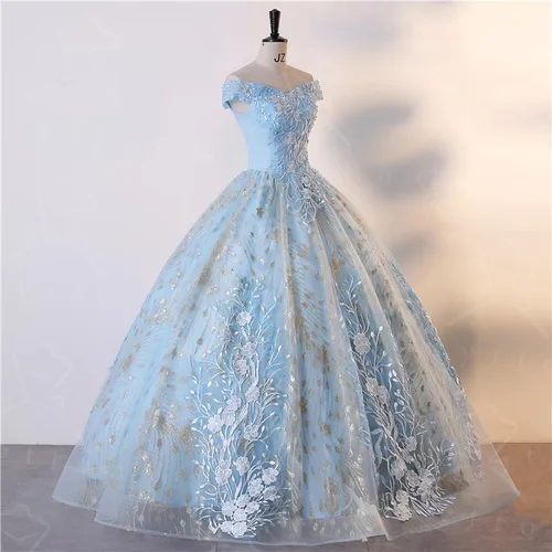 Imagen 2 del producto Vestido de fiesta de quinceañera con hombros descubiertos, de lujo, de encaje, lentejuelas brillantes, talla grande