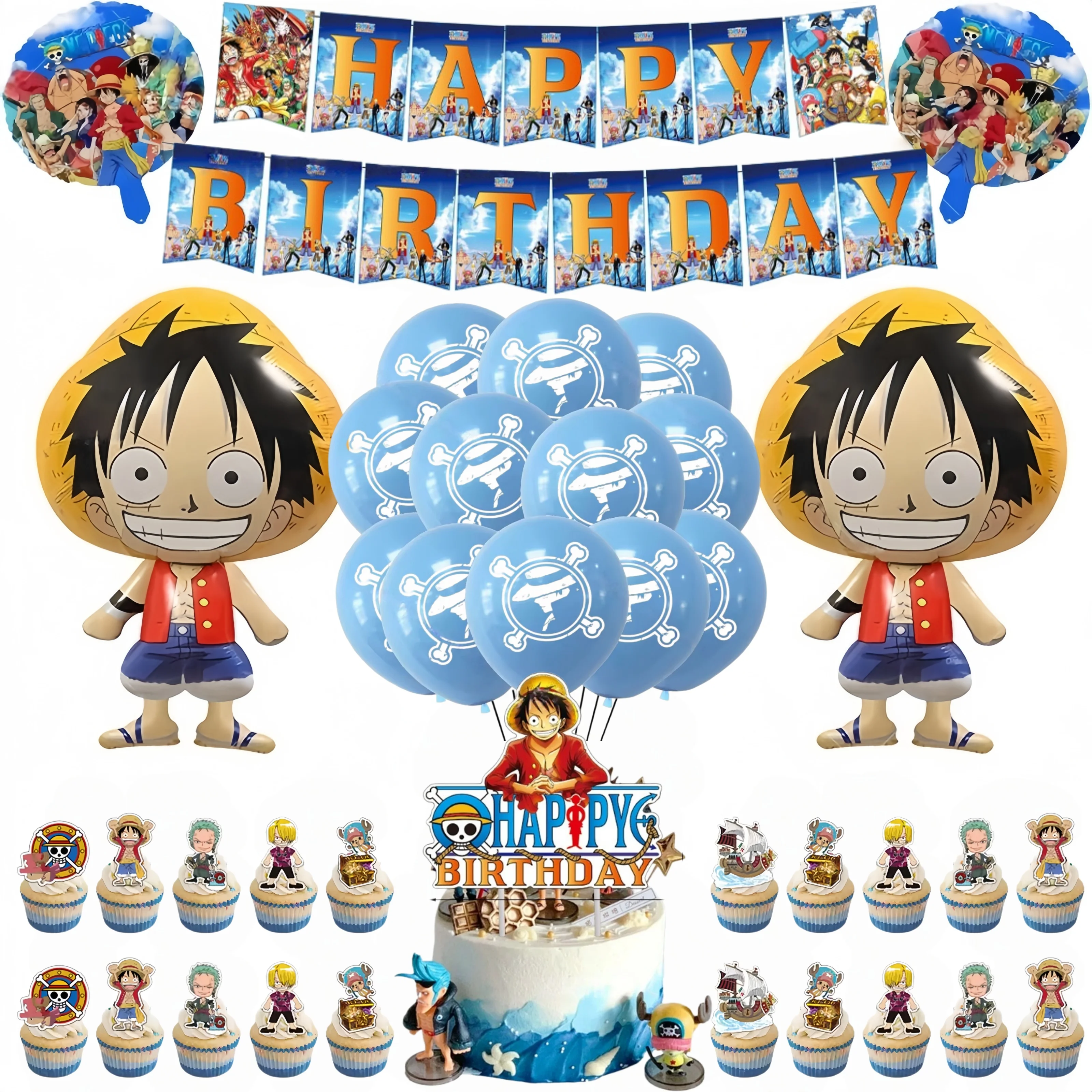 Einteiliges Geburtstagsparty-Dekorationsset Cartoon-Tischdecke Partyzubehör Tischware-Set Tischdecke Latex-Ballons Banner-Set