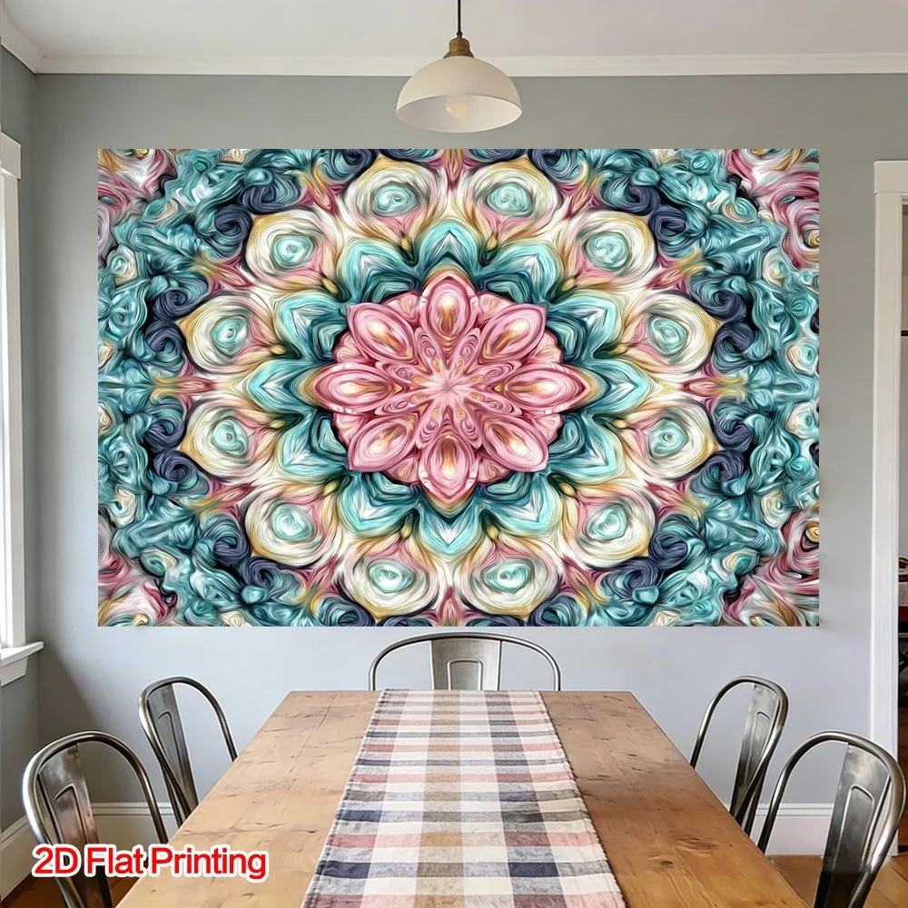 Luxurious Abstract Mandala Floral Tapestry Wall Art Bohemian Psychedelic Watercolor Canvas Print Home Decor Decoration for Livin
