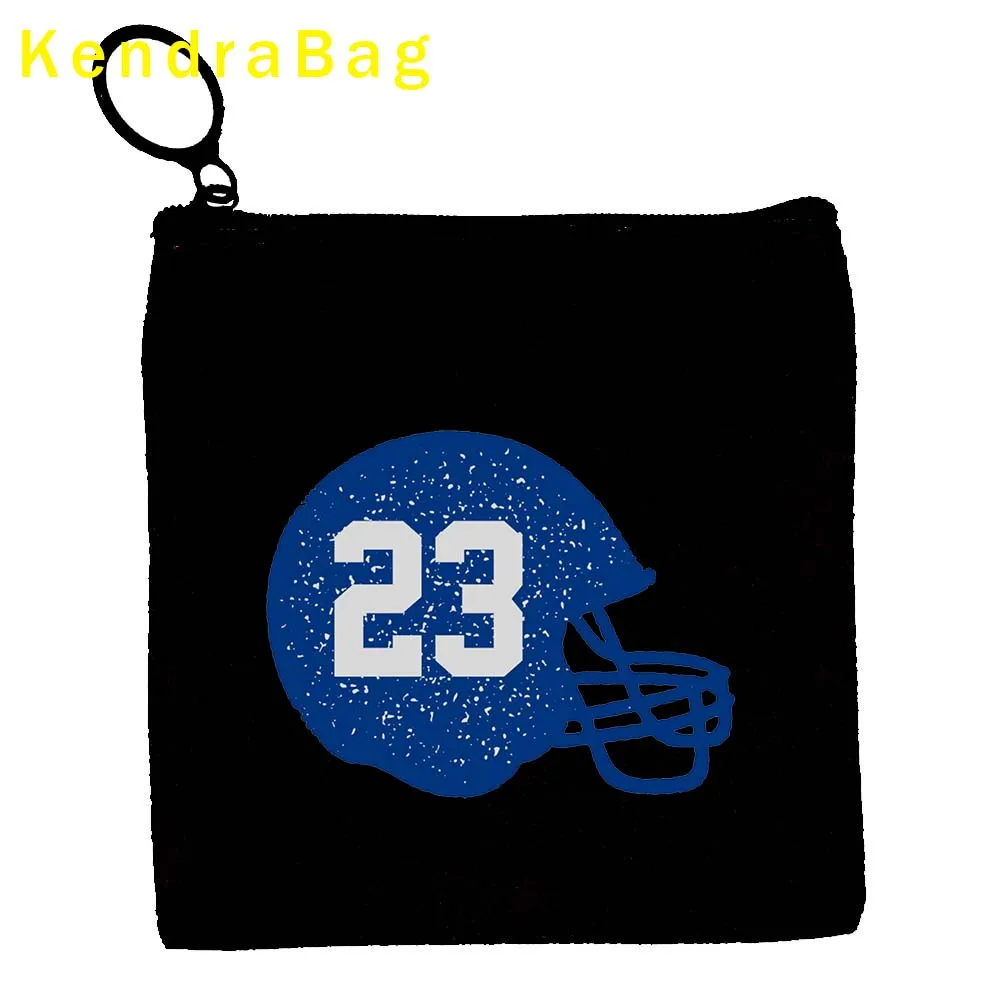 Football Team Helmet Personalized Number 23 Green Red Blue Lover Gifts Canvas Coin Purse Key Card Case Bag Wallet Zipper Pouch