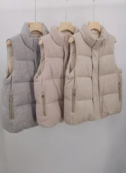 Lussuoso gilet imbottito con cerniera in Cashmere