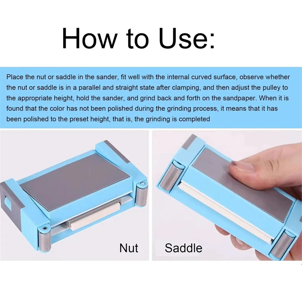 Guitar Nut Saddle Grinding Sander,Guitar Pickguard Grinding Tool for Self-Adhesive Sandpaper Repair of Guitar Neck
