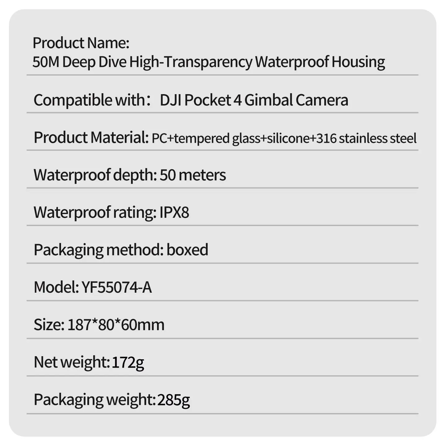 Für DJI Pocket 3 4 Gimbal-Kamera Wasserdichtes Gehäuse 50M Unterwasser-Tauchgehäuse Anti-Meerwasser-Korrosions-Schutz Kaltschuh-Erweiterungshalterung – Detail 3