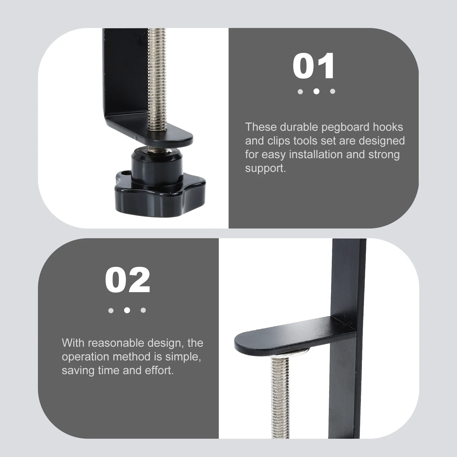 1 set Mounting Clips Pegboard Bracket Hook Installation Tool Metal Smooth Surface Multi Purpose Hooks Home Storage