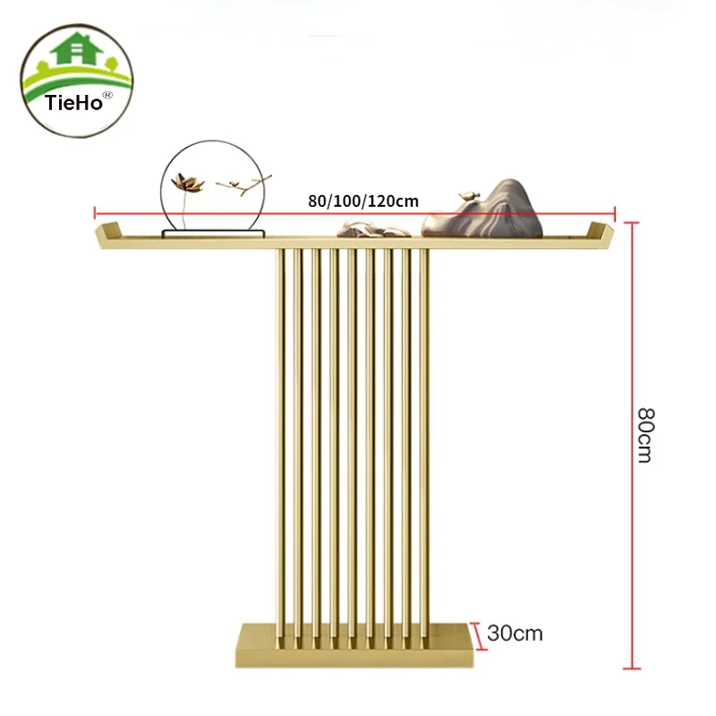 Bezpłatna instalacja metalowy złoty stół konsolowy nowoczesny ganek żelazny długi stolik w nowym stylu chińskim wejście stół konsolowy meble