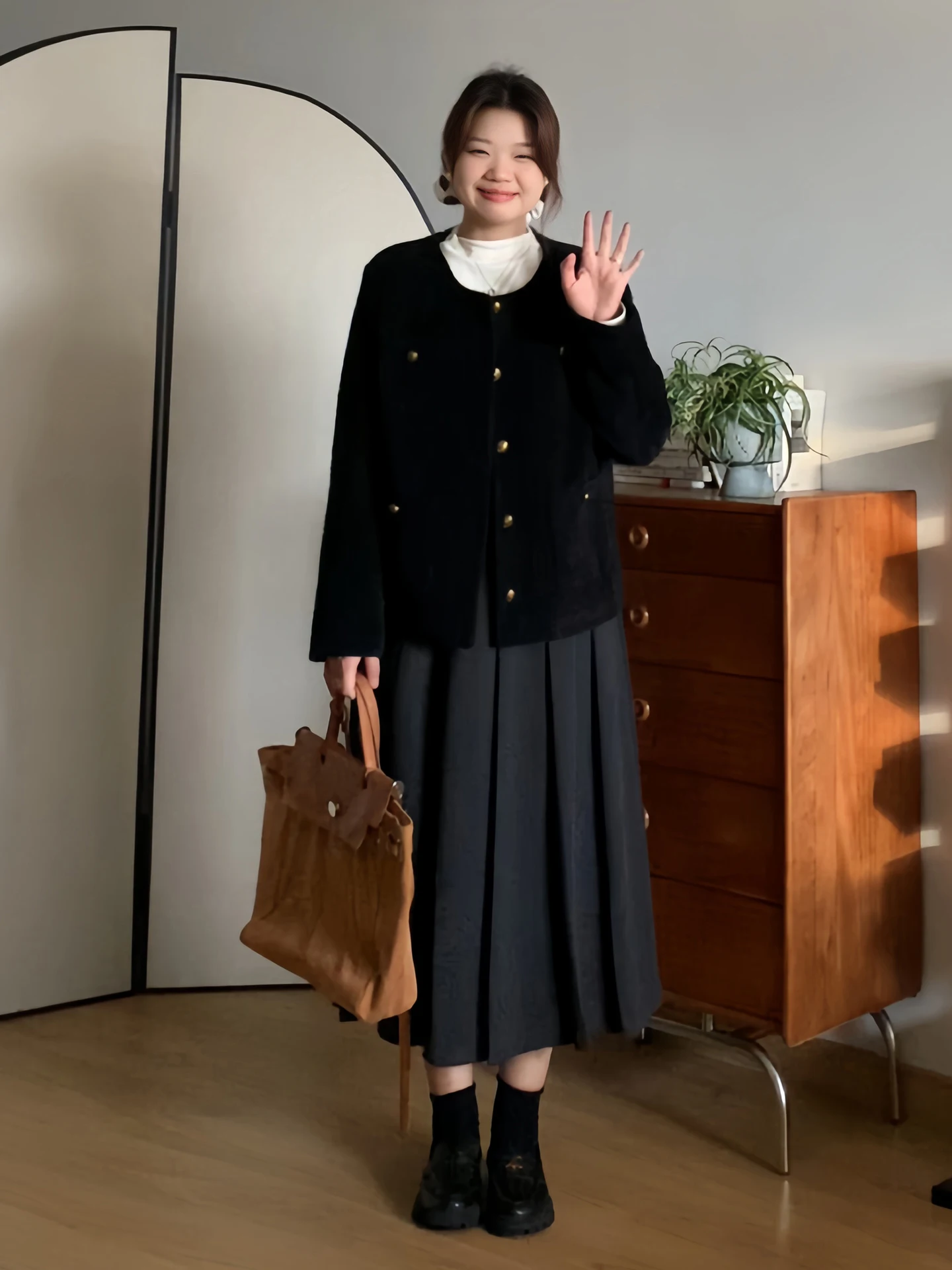 

plus Size Autumn Winter Thiened Loose Slimming Sle Versatile Outerwear Top for Plump s Casual Commute Polyester Fiber