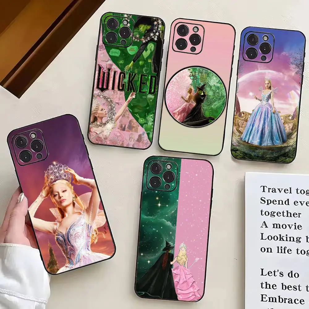 

W-Wicked Pink Green Phone Case For iPhone 17,16,15,14,13,12,11 Plus,Pro Max,XS,Soft Silicone Black Cover