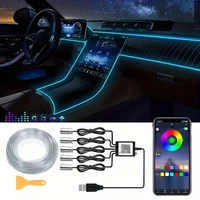Luces de alambre EL flexibles con Control por aplicación, tira de luces de ambiente, lámparas decorativas, tira Led RGB de neón para Interior de coche de 12V