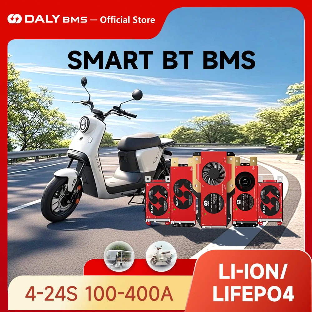 DalyBMS LiFePo4 4S 100A 12V 8S 24V 250A 16S 300A 400A with Bluetooth RS485 CAN NTC Function for E Bike Inverter Golf Cart