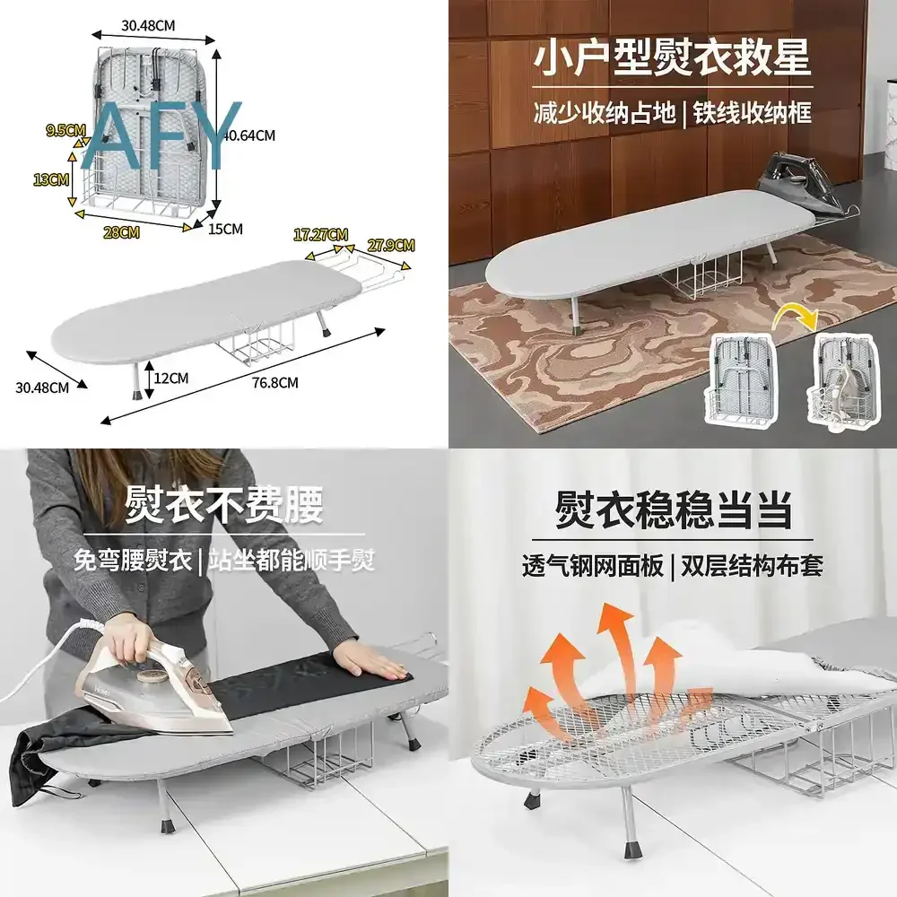 Desktop Folding Ironing Board for Hotel Room Home Use with Cloth Cover Mini Foldable Clothes Ironing Board for Small Spaces