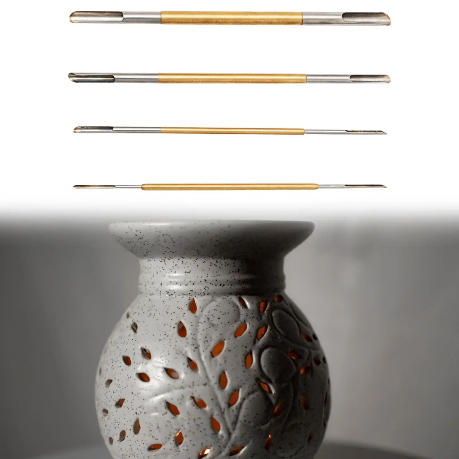 

4x Clay Tool Pottery Hole Puncher Double Sided Decoration Slotting Sculpting Clay Punch for Making Holes Teacup DIY Crafting